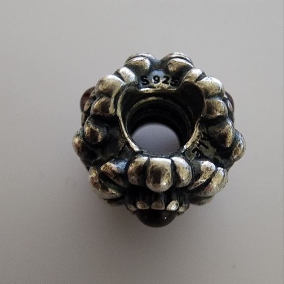 Pandora Birthday Blooms Charm "July - Carnelian"  retired - Picture 6 of 7